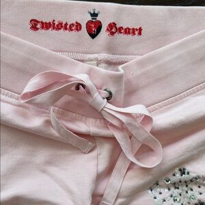 TWISTED HEART Light Pink Drawstring Lounge Pants with Embellished Detail
